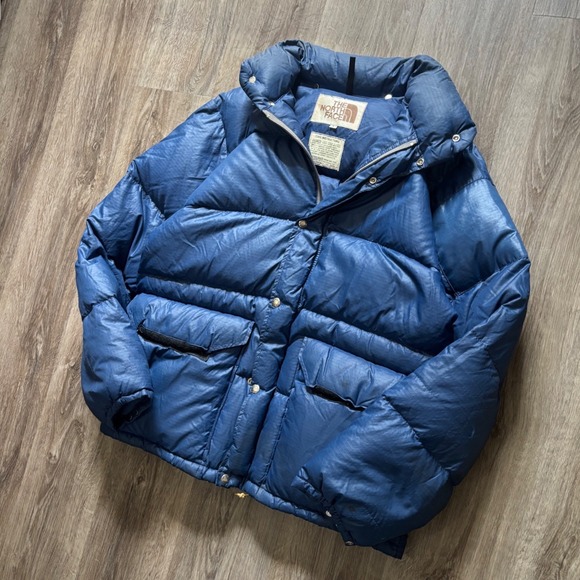 Vintage 80's The North Face Brown Label Down Puffer Jacket Blue Mens Large - Picture 2 of 8